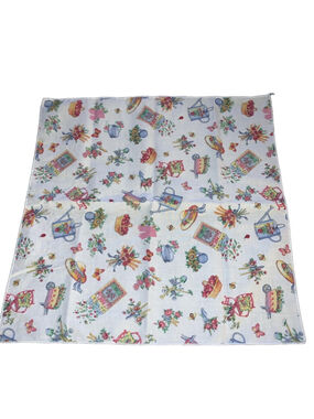 Garden party cloth Napkins 16x16 set of four White Multi-color